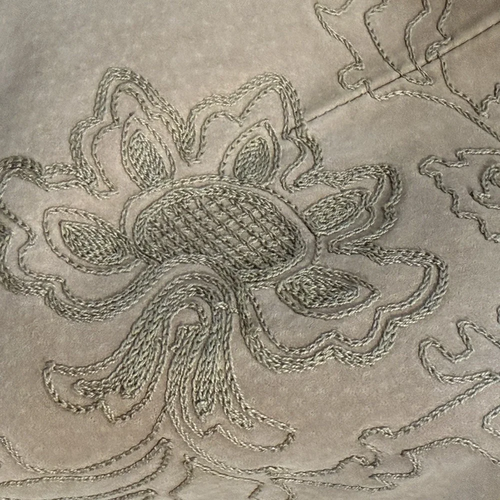 Lili Le Rose Collection Leather Fringe Skirt Floral Embroidery‎ Size 12